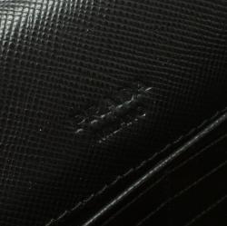 Pre Owned Prada Black Saffiano Metal Leather Continental Wallet with Card Holder