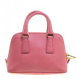 Pre Owned Prada Pink Saffiano Lux Leather Mini Promenade Crossbody Bag