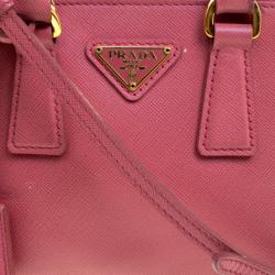 Pre Owned Prada Pink Saffiano Lux Leather Mini Promenade Crossbody Bag
