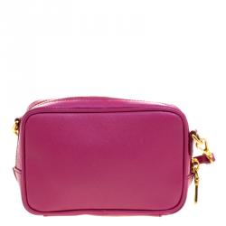 Pre Owned Prada Purple Saffiano Lux Leather Camera Crossbody Bag