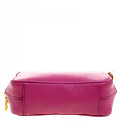 Pre Owned Prada Purple Saffiano Lux Leather Camera Crossbody Bag