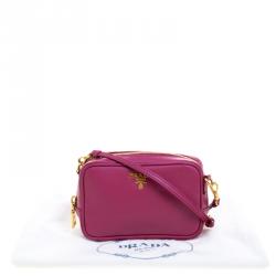 Pre Owned Prada Purple Saffiano Lux Leather Camera Crossbody Bag
