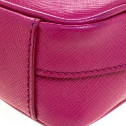 Pre Owned Prada Purple Saffiano Lux Leather Camera Crossbody Bag