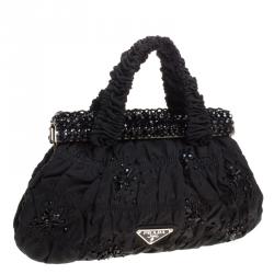 Pre Owned Prada Black Nylon Gaufre Bright Evening Bag
