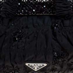 Pre Owned Prada Black Nylon Gaufre Bright Evening Bag