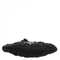 Pre Owned Prada Black Nylon Gaufre Bright Evening Bag