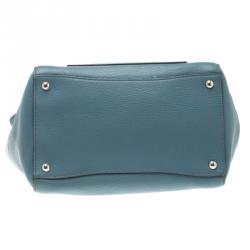 Pre Owned Prada Powder Blue Vitello Phenix Leather Shopping Tote