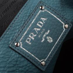 Pre Owned Prada Powder Blue Vitello Phenix Leather Shopping Tote