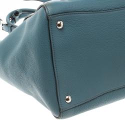 Pre Owned Prada Powder Blue Vitello Phenix Leather Shopping Tote