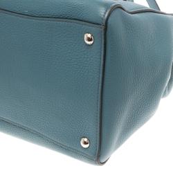 Pre Owned Prada Powder Blue Vitello Phenix Leather Shopping Tote