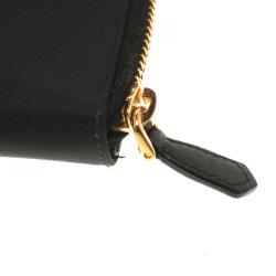 Pre Owned Prada Black Saffiano Metal Leather Compact Zip Wallet