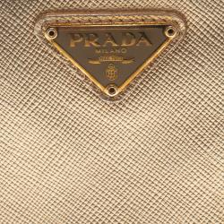 Pre Owned Prada Gold Saffiano Metal Leather Compact Zip Wallet