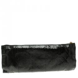 Pre Owned Prada Black Python Whips Pietre Clutch