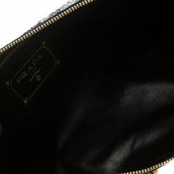 Pre Owned Prada Black Python Whips Pietre Clutch