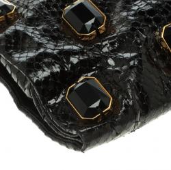 Pre Owned Prada Black Python Whips Pietre Clutch
