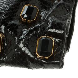 Pre Owned Prada Black Python Whips Pietre Clutch