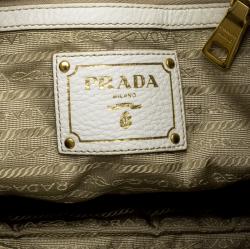 Pre Owned Prada White Vitello Daino Leather Hobo