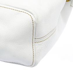 Pre Owned Prada White Vitello Daino Leather Hobo