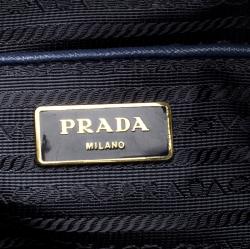 Pre Owned Prada Blue Saffiano Lux Leather Double Zip Executive Tote
