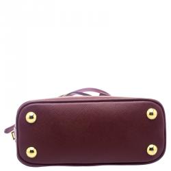 Pre Owned Prada Burgundy Saffiano Lux Leather Mini Promenade Crossbody Bag