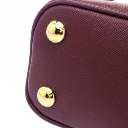 Pre Owned Prada Burgundy Saffiano Lux Leather Mini Promenade Crossbody Bag