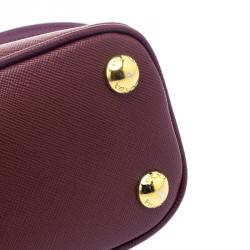 Pre Owned Prada Burgundy Saffiano Lux Leather Mini Promenade Crossbody Bag