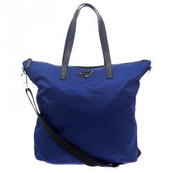 Pre Owned Prada Blue Nylon Convertible Tote