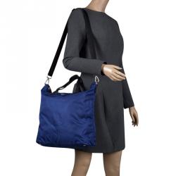 Pre Owned Prada Blue Nylon Convertible Tote