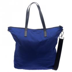 Pre Owned Prada Blue Nylon Convertible Tote