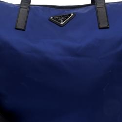 Pre Owned Prada Blue Nylon Convertible Tote