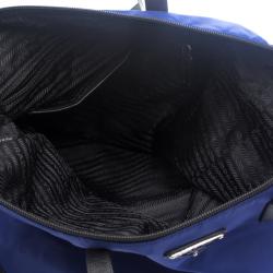 Pre Owned Prada Blue Nylon Convertible Tote