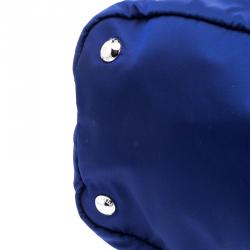 Pre Owned Prada Blue Nylon Convertible Tote