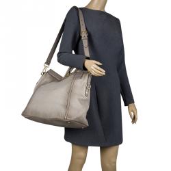 Pre Owned Prada Grey Cervo Leather Frame Tote