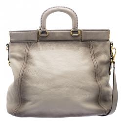 Pre Owned Prada Grey Cervo Leather Frame Tote