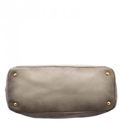 Pre Owned Prada Grey Cervo Leather Frame Tote