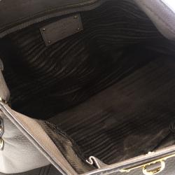Pre Owned Prada Grey Cervo Leather Frame Tote