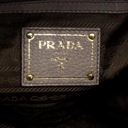 Pre Owned Prada Grey Cervo Leather Frame Tote