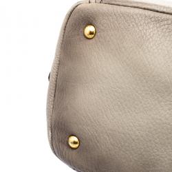 Pre Owned Prada Grey Cervo Leather Frame Tote