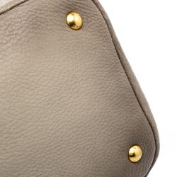 Pre Owned Prada Grey Cervo Leather Frame Tote