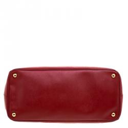 Pre Owned Prada Red Saffiano Lux Leather Large Gardener's Tote