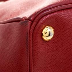 Pre Owned Prada Red Saffiano Lux Leather Large Gardener's Tote