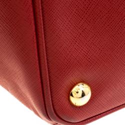 Pre Owned Prada Red Saffiano Lux Leather Large Gardener's Tote