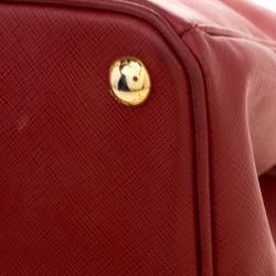 Pre Owned Prada Red Saffiano Lux Leather Large Gardener's Tote