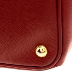 Pre Owned Prada Red Saffiano Lux Leather Large Gardener's Tote