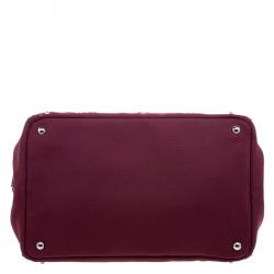 Pre Owned Prada Burgundy Canvas Studded and Crystal Gardener's Tote