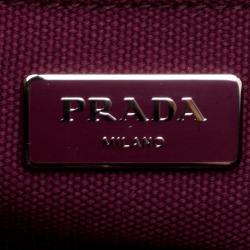 Pre Owned Prada Burgundy Canvas Studded and Crystal Gardener's Tote