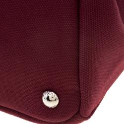 Pre Owned Prada Burgundy Canvas Studded and Crystal Gardener's Tote