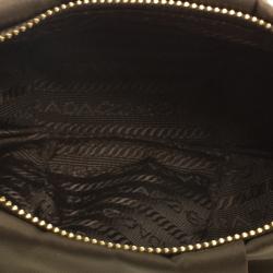 Pre Owned Prada Olive Green Nylon Wristlet Clutch