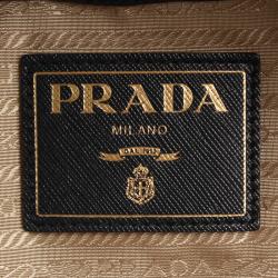 Pre Owned Prada Bicolor Canvas and Leather Trim Bowler Bag
