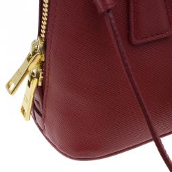 Pre Owned حقيبة برادا لوكس جلد سافيانو أحمر ميني للكتف